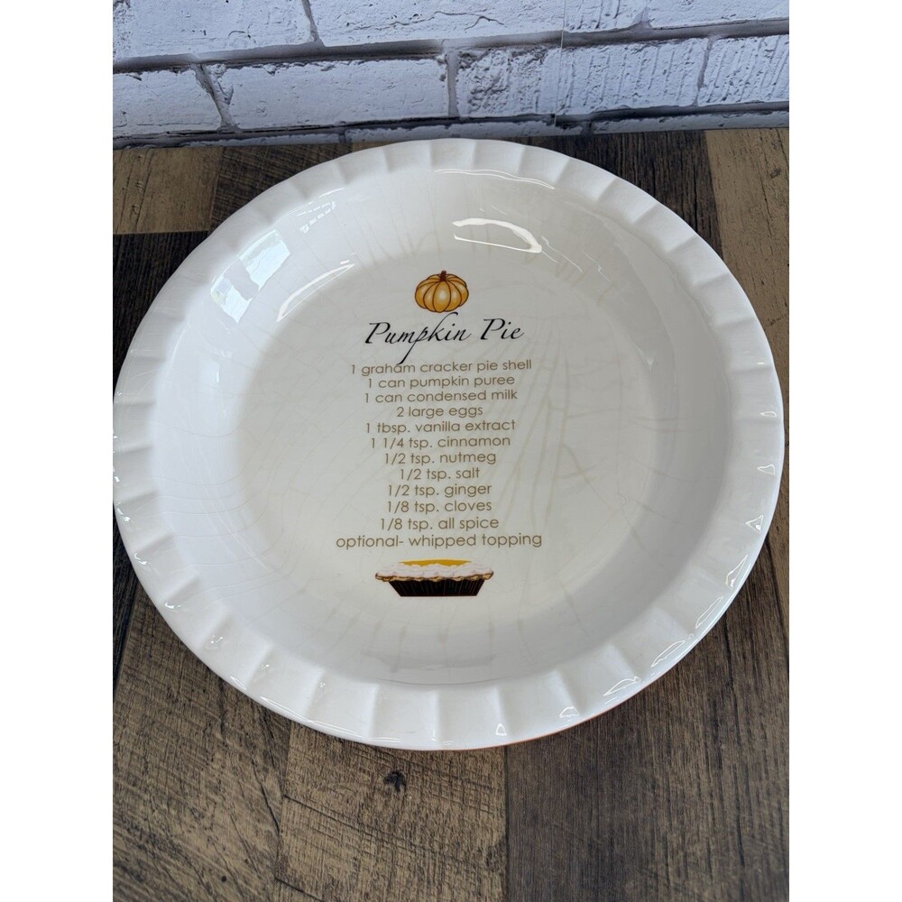 Pumpkin Pie Plate Orange Bottom Stoneware Vintage Dish